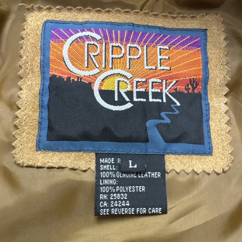 Cripple Creek Large Western Leather Suede Jacket Star Cowgirl Studded Festival - Picture 3 of 11